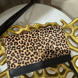 Michael Kors Leopard and Black Clutch